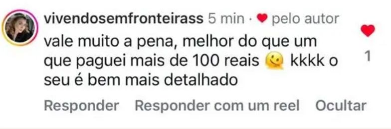 Relato: vale muito a pena, melhor do que um que paguei mais de 100 reais, o seu é bem mais detalhado