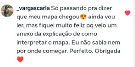 Relato: meu mapa chegou e veio um anexo de como interpretar, eu não sabia por onde começar, perfeito
