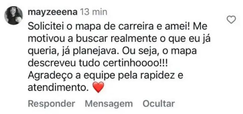 Relato: solicitei o mapa de carreira e amei, descreveu tudo certinho